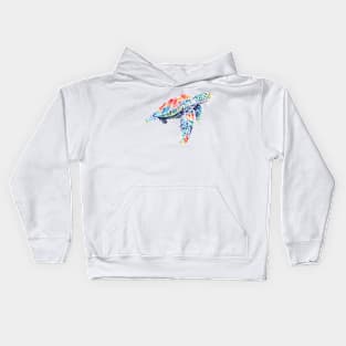 Sea turtle painted in watercolor Kids Hoodie